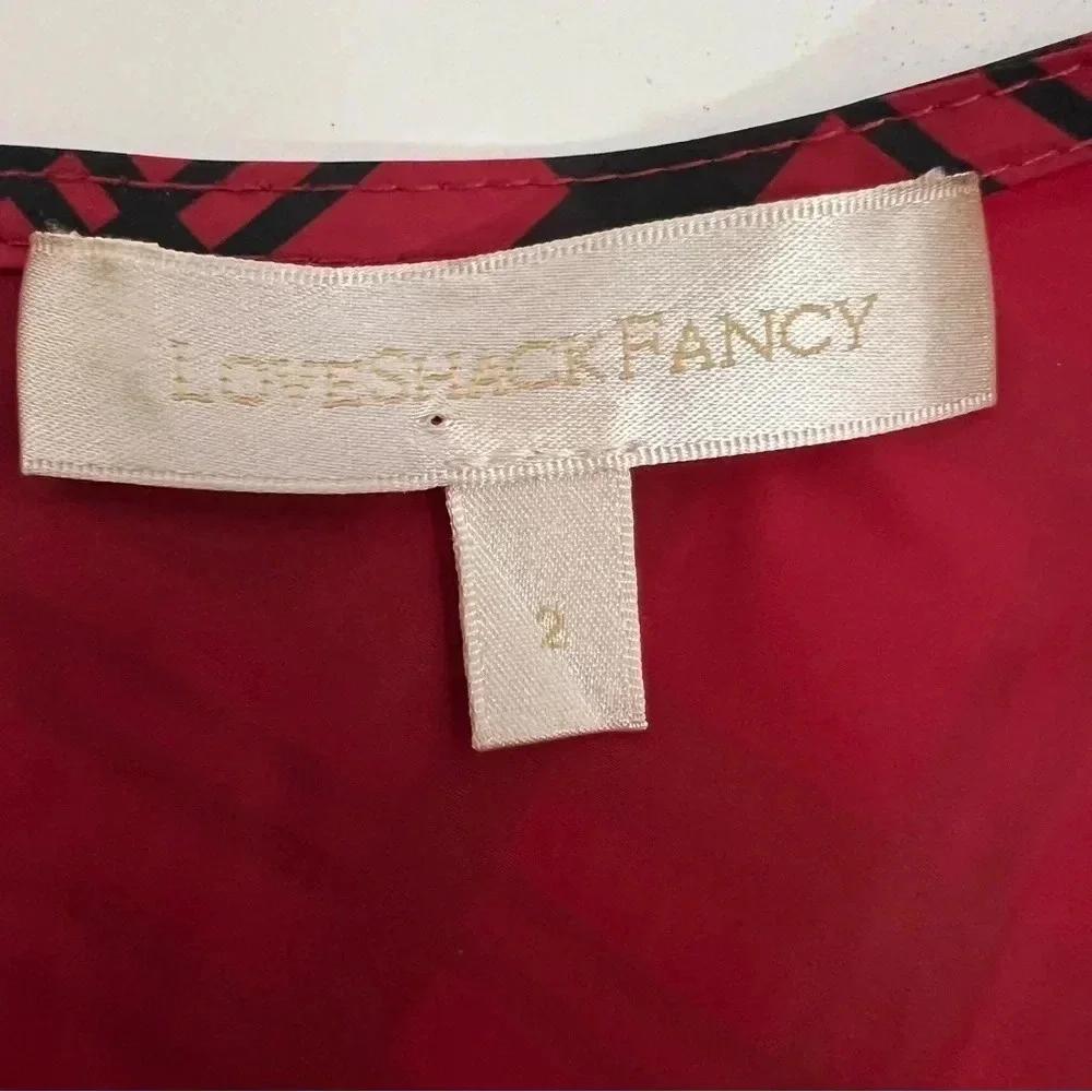 LoveShackFancy Keily Puff-Sleeve Peplum Top Blouse Moody Ruby Plaid Coquette 2